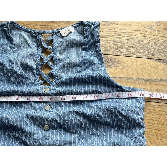 Button Front Lace-up Lattice Back Ruffled Hem Baby Doll Blouse Women's S Y2K Pep - Picture 13 of 13